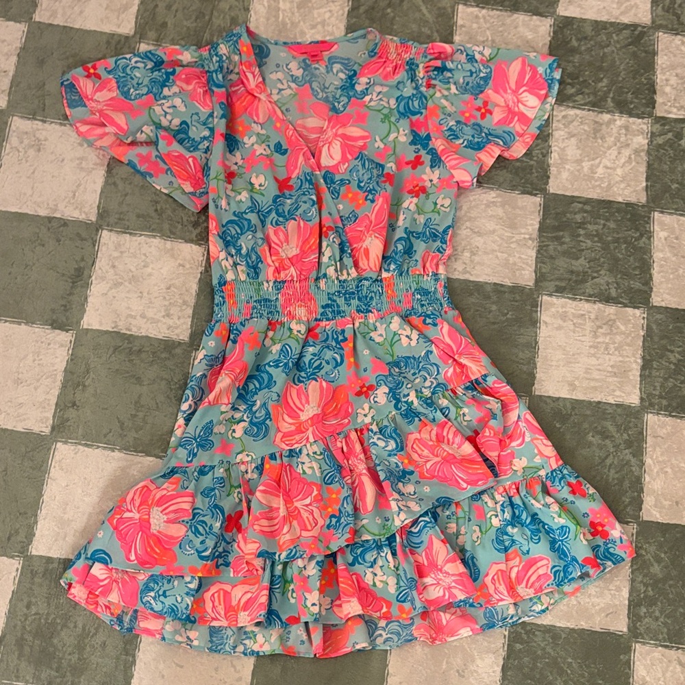Lilly Pulitzer Womens Dress in Pink and Blue Floral